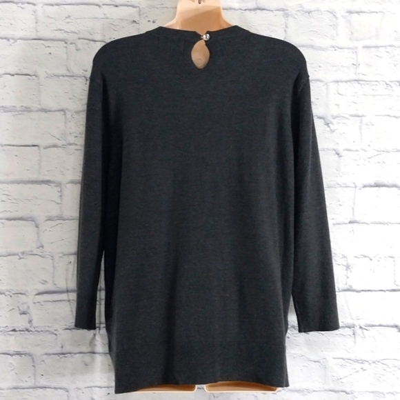 Liz Claiborne Career Sweater Dk Gray w Stones at Neckline SZ XL - Picture 4 of 5
